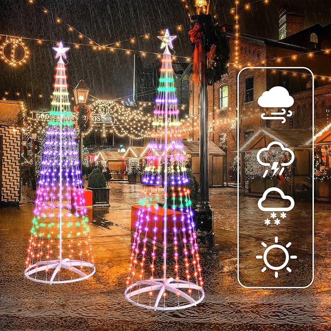 Christmas Tree with Lights, 6.2 FT 250 LED Smart Color Change, Bluetooth App & Remote Control, Timer Music Sync, DIY RGB Outdoor Christmas Tree Show for Christmas Decorations