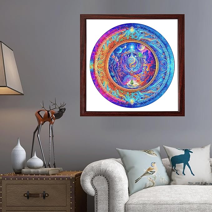 500 Piece Puzzles for Adults Mandala Unique Shape Premium Jigsaw Wooden Brain Teaser Puzzles, Beautiful Package, Best Gift for Adults Family Games