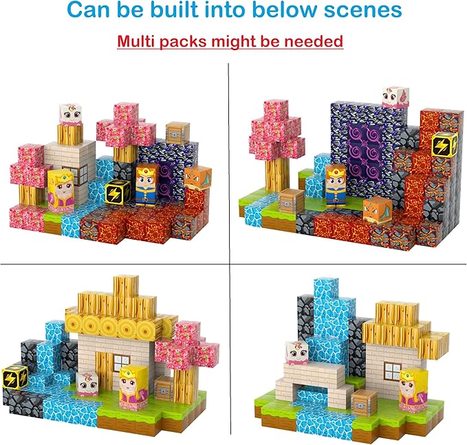 Magnetic Blocks, 84-Piece 0.8in Build Prince&Princess Magnet Game Set, Stacking Building Blocks Cubes Magnets for Kids, STEM Sensory Creative Toys Games for Toddler Boys & Girls
