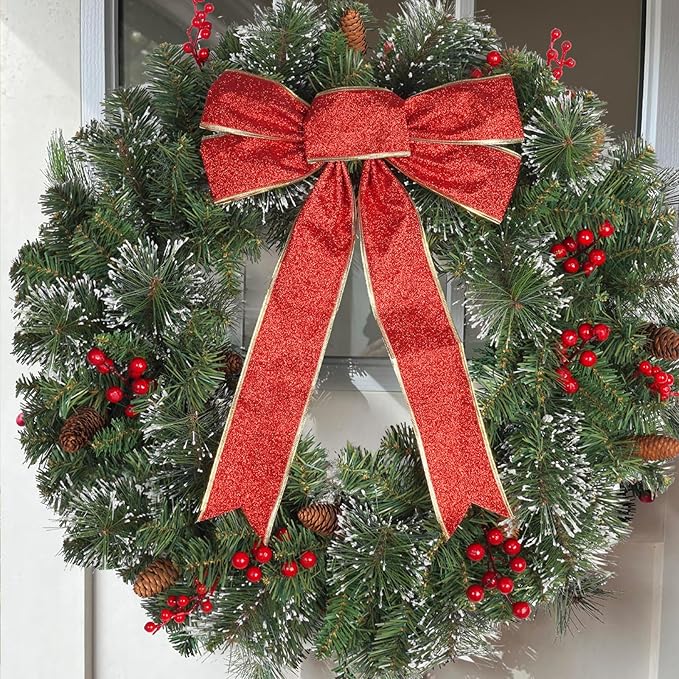Christmas Wreath Front Door Wreath - 24 Inch Outdoor Christmas Wreath Large Winter Wreath Holiday Xmas Christmas Decoration DiliComing