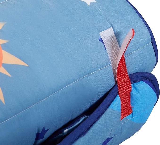 EVERYDAY KIDS Nap Mat w/Removable Pillow -Outer Space Adventures- Carry Handle with Straps Closure, Rollup Design, Soft Microfiber for Preschool, Daycare, Travel Sleeping Bag - Ages 3-6 Years