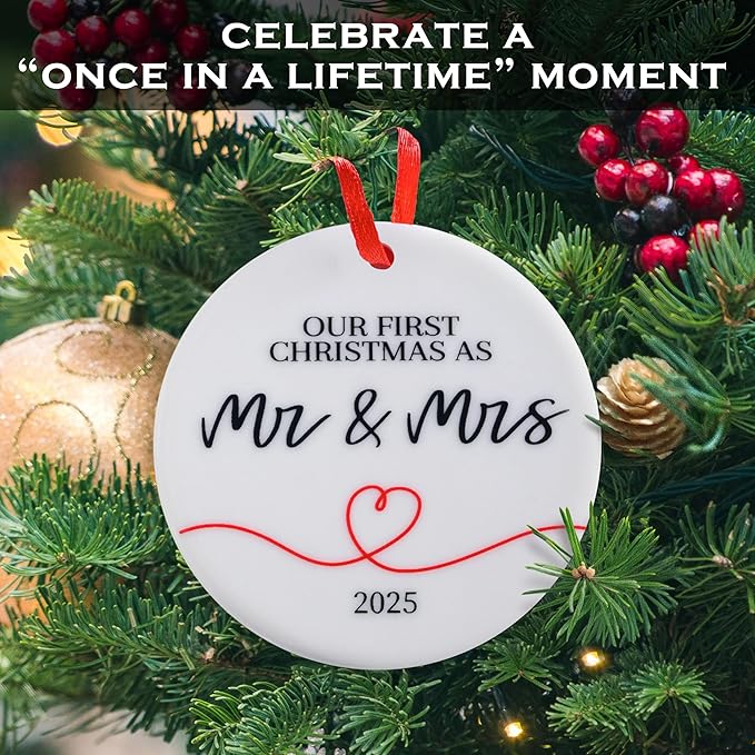 Our First Christmas as Mr and Mrs 2025 Ornament 3 Inch, Mr and Mrs Ornament, Mr and Mrs Christmas Ornament, 1st Christmas Tree Decor 2025 Wedding, 2025 Married Tree Decor, Wedding Xmas Gift