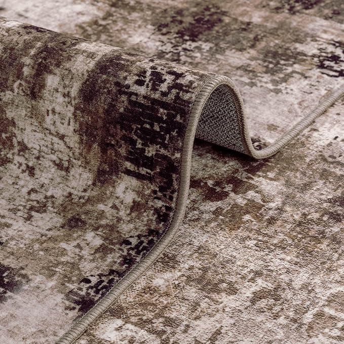 2x6 Brown Rug Runners for Hallways Kitchen Runner Rug Non Slip Washable Coffee Long Runner Rugs with Rubber Backing Soft Abstract Carpet Runner for Bedroom, Kitchen, Bathroom, Entryway