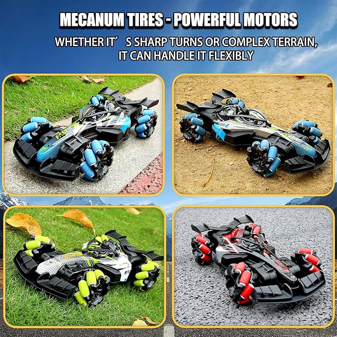 2.4GHz Gesture Sensing Remote Control Car - 360° Spin High Speed Drift F1 Formula Racing, with Spray, Music & Light, 2 Control Mode, Toy for Kids 8-12 Year Birthday Coolest Best Toy (Blue)