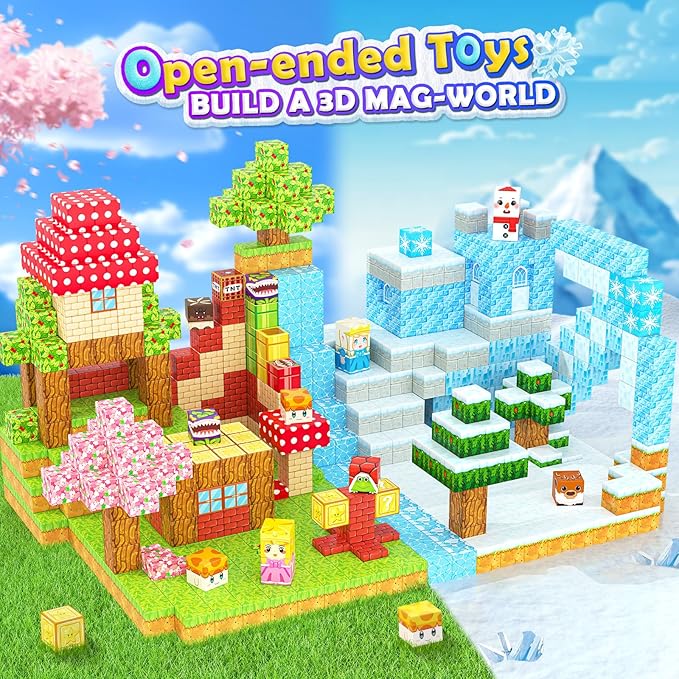 110PCS Magnetic Blocks - Build Mine Magnet World Games & Frozen Toys Set, Magnetic Tiles Building Outdoor Toys for Boys Girls 3+, Classroom Must Haves Toddler Sensory Toys for Kids 3 5 7, Kids Gifts