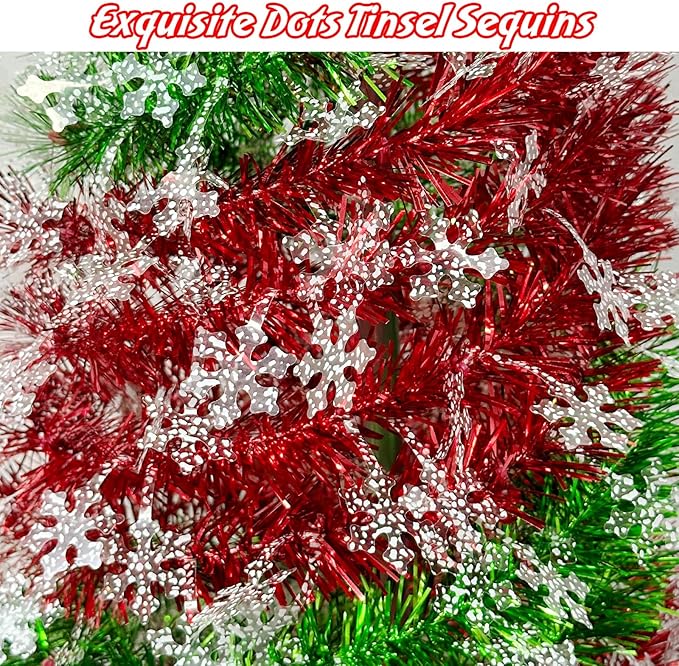 5FT Christmas Trees with 90 Lights, Collapsible Artificial Sequin Pop Up Christmas Tree, Tinsel Slim Pencil Christmas Tree for Home Holiday Fireplace Party Indoor Outdoor Xmas Decorations