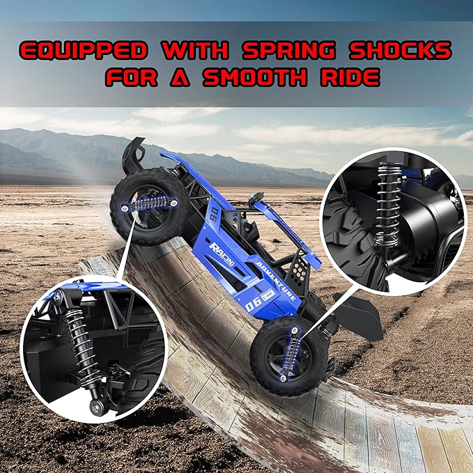 1:12 Scale RC Car for Kids 3-5-7, Fast Remote Control Monster Truck 2WD 20km/h Off-Road Toy, Alloy Shell, LED Lights, Off Road for Boys 4-7 & Beginners, 30 Minutes Play Time