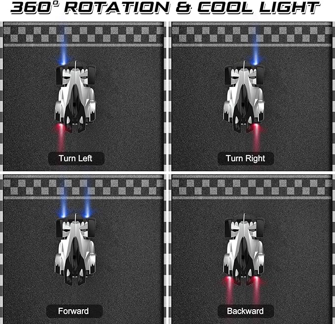 Wall Climbing Remote Control Car, Dual Mode 360° Rotating RC Stunt Car with Headlight, Rechargeable RC Car Toys for 3 4 5 6 7 8-12 Year Old Boys Girls Kids (Silver)