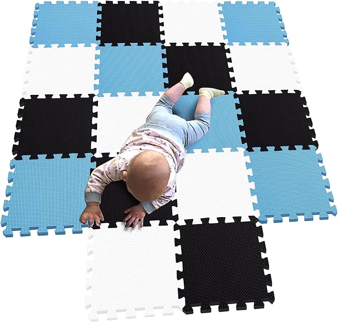 MQIAOHAM® 18 Pieces Puzzle Play Mats, Soft Baby Play Mat, Kids Interlocking Foam Floor Tiles, Toddlers Carpet Playmats G301018-101104107