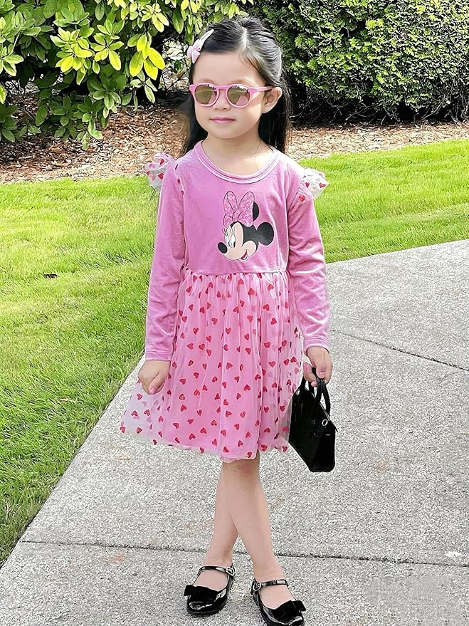 Disney Princess Frozen Minnie Mouse Dress Girls Sparkle Ruffle Tulle Tutu Birthday Party Fall Outfits Clothes Baby to Toddler