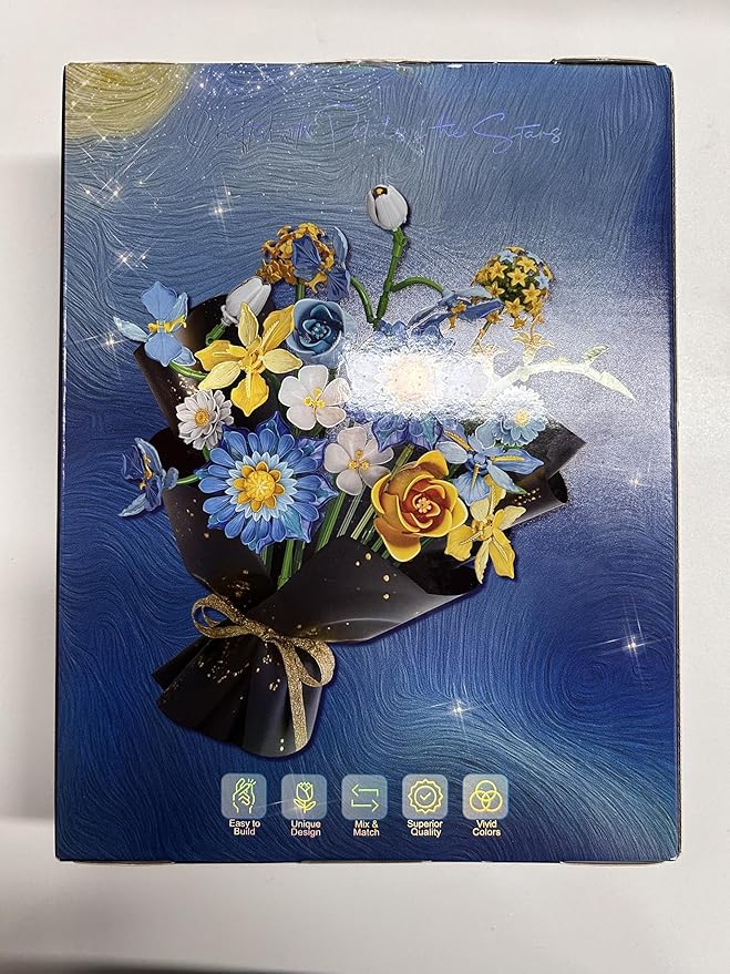 Flowers Building Kit Botanical Collection Compatible with Lego Flowers Set, Gifts for Adult Girls & Women, Home and Office Decor Gift for Christmas Day, Valentines, Birthday