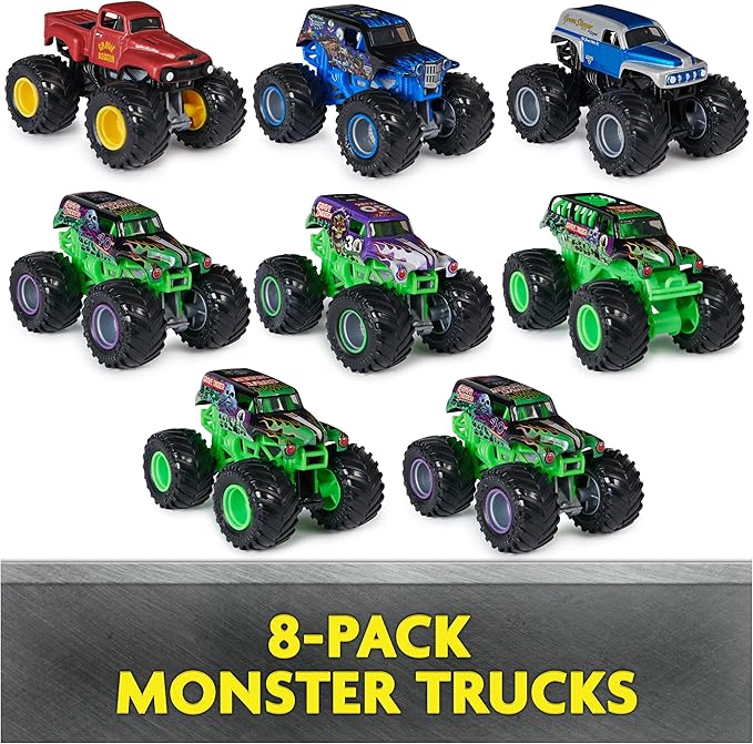 Monster Jam, Grave Digger 40th Anniversary 8-Pack Monster Trucks with Bonus Accessories, 1:64 Scale, Kids Toys for Boys and Girls 3 and up