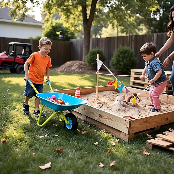 G & F Products Kids Metal Wheelbarrow – Child-Sized, Durable Metal Construction with Sturdy Wheel, Easy Assembly, Ideal for Outdoor Play, Gardening Fun, Backyard Activities & Toddler-Friendly Design