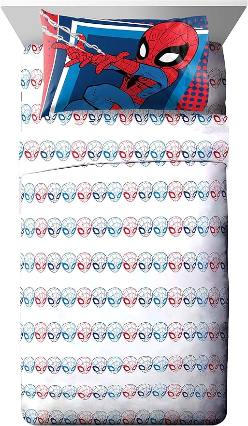 Jay Franco Marvel Super Hero Adventures Go Spidey 4 Piece Toddler Bed Set – Super Soft Microfiber Bed Set Includes Toddler Size Comforter & Sheet Set - Bedding Features Spiderman