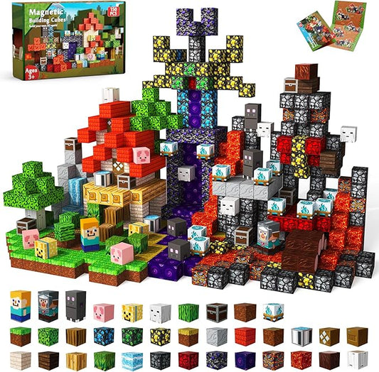 150 PCS Magnetic Blocks - Magnetic Building Block for Kids Ages 4-8, Magnet Blocks Sets for Stacking, Magnet Cubes Building Toys for Boys Girls Ages 3 4 5 6 7 8-12 Birthday Gift