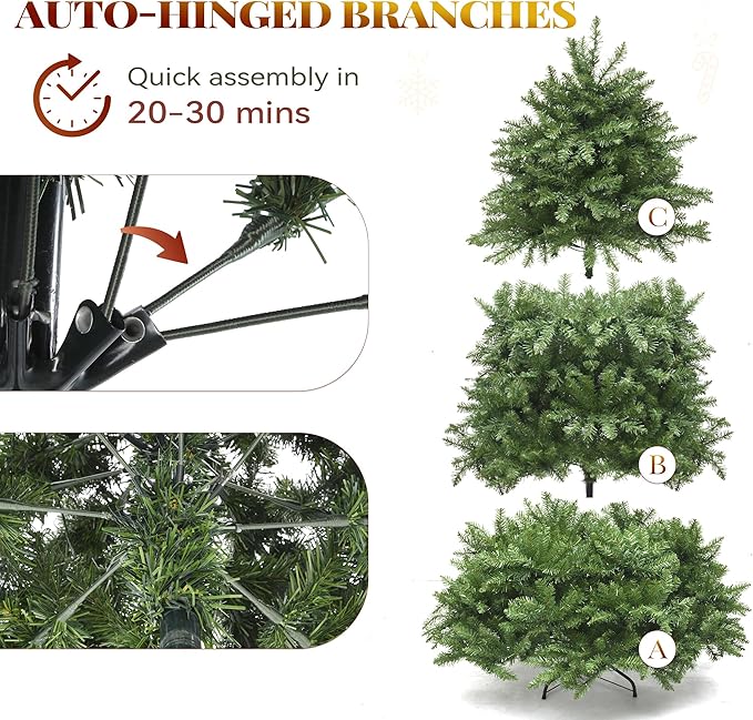 YITAHOME 6ft Prelit Green Artificial Christmas Tree with Remote Control, Pre-Lit Christmas Tree with Multicolor Lights and 11 Light-Modes, Green Bell