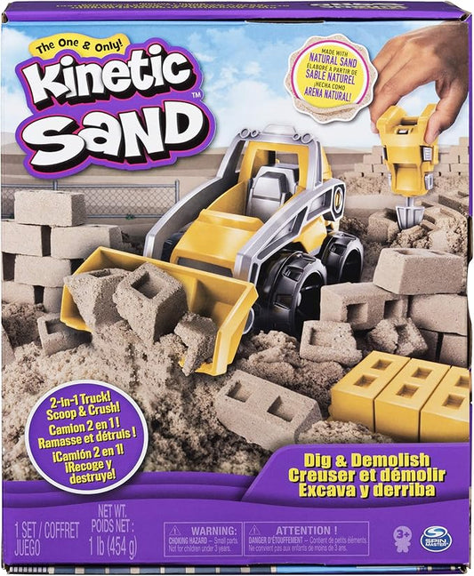 Kinetic Sand, Dig & Demolish Playset with 1lb Play Sand & Toy Truck, Sensory Toys for Kids Ages 3 and up