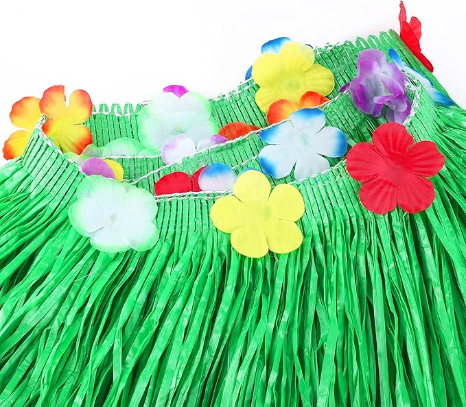 Fovths 8 Pack Luau Grass Table Skirt Natural 9 Feet x 29.5 Inch Hawaiian Table Skirt for Tropical Hawaiian Party Decorations Luau Party Costume Party, Green