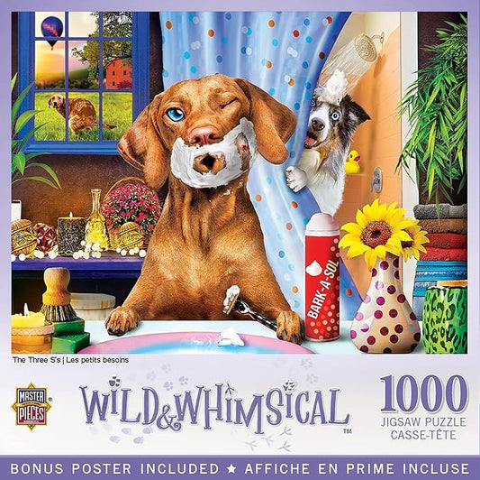 MasterPieces - 1000 Piece Jigsaw Puzzle, The Three S’s, Funny Animals, Activity for Adults, Family, Kids, Matte Finish, 19.25" x 26.75"