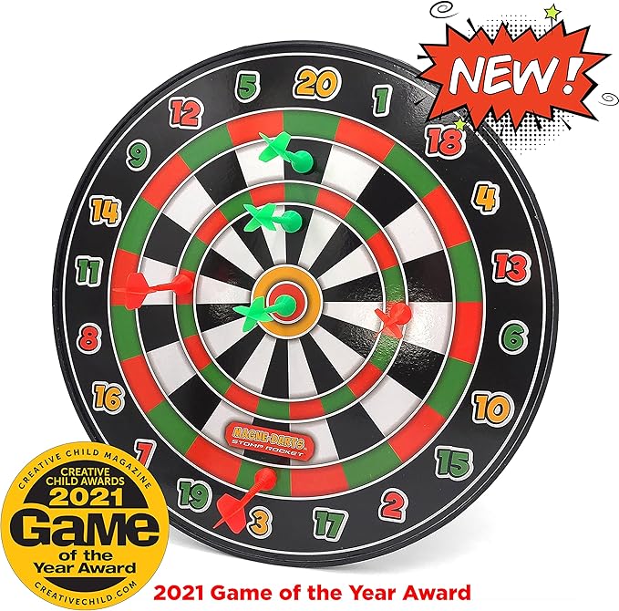 Stomp Rocket Magne Darts Indoor Outdoor Magnetic Kids Dartboard Game with 6 Multicolored Darts with Magnets
