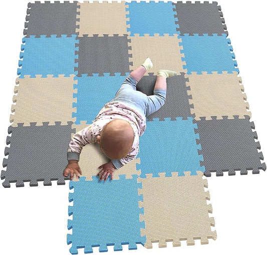 MQIAOHAM® 18 Pieces Puzzle Play Mats, Soft Baby Play Mat, Kids Interlocking Foam Floor Tiles, Toddlers Carpet Playmats G301018-107110112