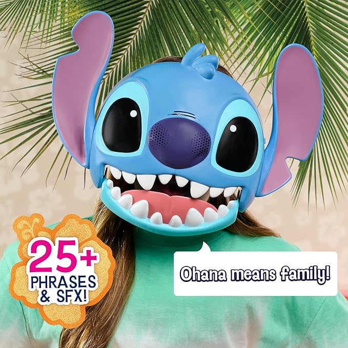 Disney Stitch Talking Mask with 25+ Sounds & Phrases, Adjustable Straps, Costume for Kids, Dress Up and Pretend Play, Toy for Fans, Boys, Girls, Kids Ages 3 and Up by Just Play