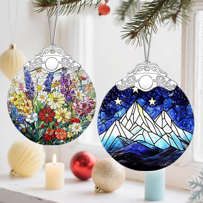 Christmas Ornament, Christmas Tree Ornaments, Keepsake Ornaments, Holiday Decor, Holiday & Xmas Gifts, Gifts for Outdoor Lovers, Mountain Lovers & Nature Lovers - Mountain Nightscape-Theme