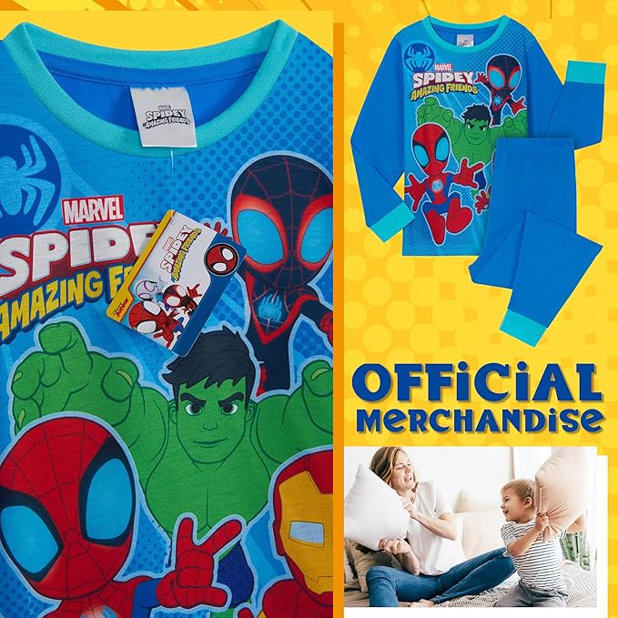 Marvel Spiderman Pajamas for Boys Teens Long PJs Set Lounge Set Comfy Sleepwear