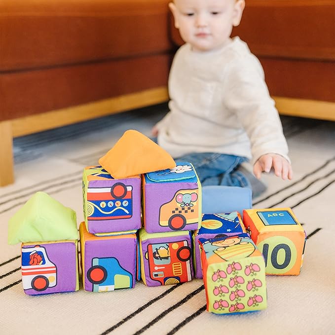 Melissa & Doug K's Kids Match and Build Soft Blocks Set