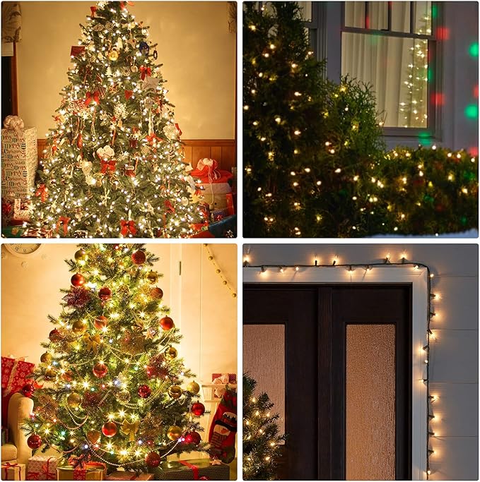 Dazzle Bright Christmas Mini String Lights, 60FT 300 Incandescent Green Wire Fairy Lights UL Certified Christmas Decorations for Indoor Outdoor Yard Party Xmas Tree Decor, Warm White