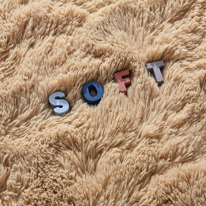 6x9 Fluffy Soft Beige Rug for Living Room Bedroom, Large Area Rugs Super Soft Shaggy Carpet for Classroom Kids Babys Playroom Toddler Nursery Dorm Home, Modern Indoor Non Slip Rug