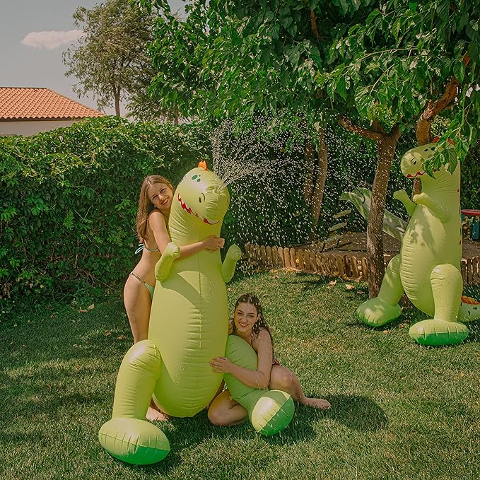 Float Joy Sprinkler for Kids Outdoor Play Water Sprinkler Inflatable 5.5ft Giant Dinosaur T-REX Great Gift for Kids and Adults Water Toy for Pool Party Decorations Summer Yard Party