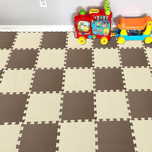 YIMINYUER® 25 Tiles (30cm×30cm×1cm Each Tile) Baby Soft Puzzle Play Mats, Kids Thick EVA Foam Floor, Toddlers & Children's Soft Interlocking Mat R06R10G301025