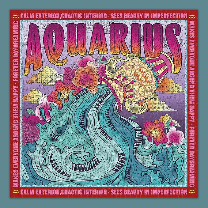 Zodiax - 1000 Piece Jigsaw Puzzle - Aquarius - Fun Birthday Gift For Kids, Adults | Astrology Gifts for Women and Men | Zodiac Horoscope Puzzle