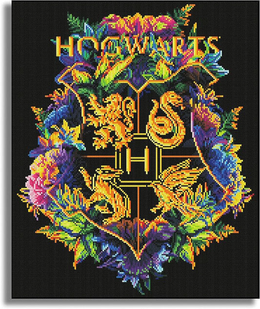 CRAFTHUB Harry Potter Diamond Art – Hogwarts Crest – Fine Oddities – 5D Diamond Painting Kit & Tools – with Big Trays & Light Pens – Officially Licensed Merchandise – 19.7' x 23.6"