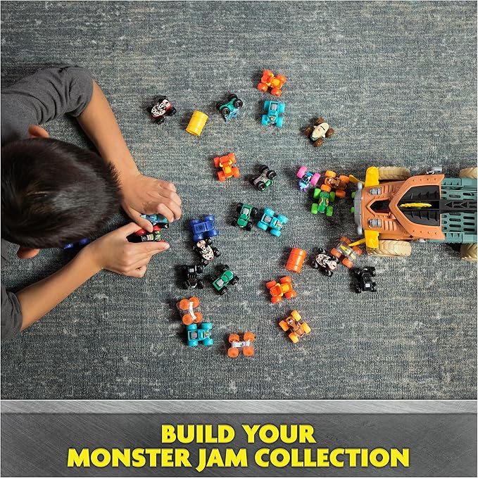 Monster Jam Mini Jam, Megalodon Mad Hog Chomper and Monster Truck, Fun Cleanup and Storage, Kids Toy Gifts for Boys and Girls Ages 3 and Up