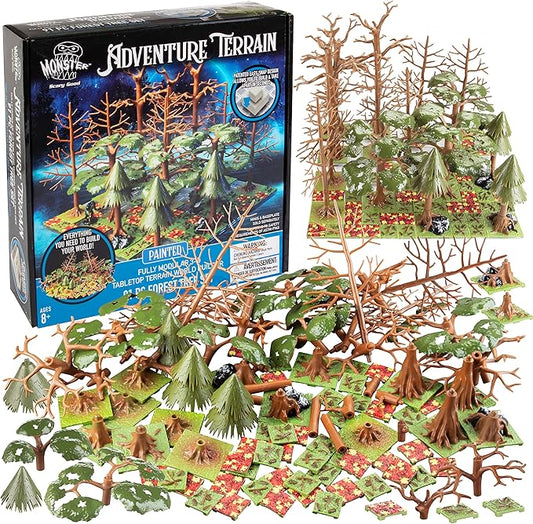 Monster Adventure Terrain 91Pc Painted Forest Tree Set Fully Modular, Stackable 3D Tabletop World Builder-Use Alone/w Other Sets- Compatible w DND Dungeons Dragons, Pathfinder, RPG Games, Gift