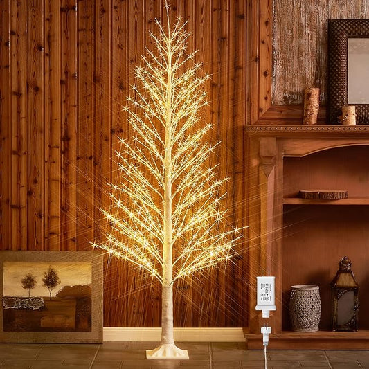 BAOLITVINE 6FT Alpine Christmas Tree, 810 LED Warm White Lights, Artificial White Tree with Lights for Home, Christmas Festival, Wedding Party, Indoor Outdoor