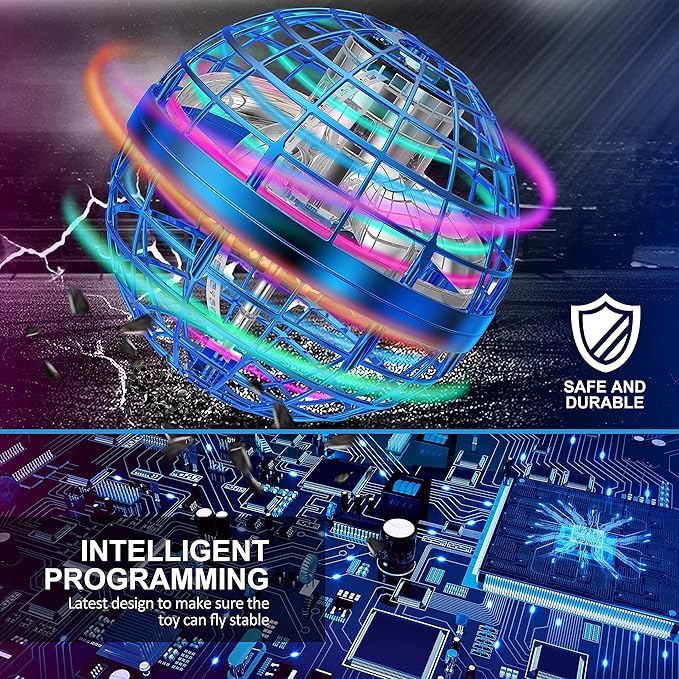 LEMATRIX Flying Orb Ball Toy, Hover Ball Boomerang Fly Fidget Spinner, Cool Toys Gifts for 6 7 8 9 10 11 12+ Years Old boy Girls Teens, Hand Mini Drone Cosmic Globe, Indoor Outdoor Toys(Blue)