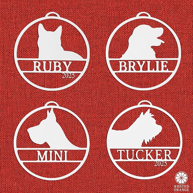 Personalized Pet Ornaments - Set of 2 - Personalized Dog Ornaments for Christmas Tree Custom Cat & Dog Ornament Engraved Pet Photo Ornament 2025 (9 Inch)