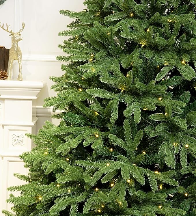 7 Foot Realistic Evergreen Valley Fraser Fir Christmas Tree Prelit with Warm White LED Lights (7ft Pre-lit)